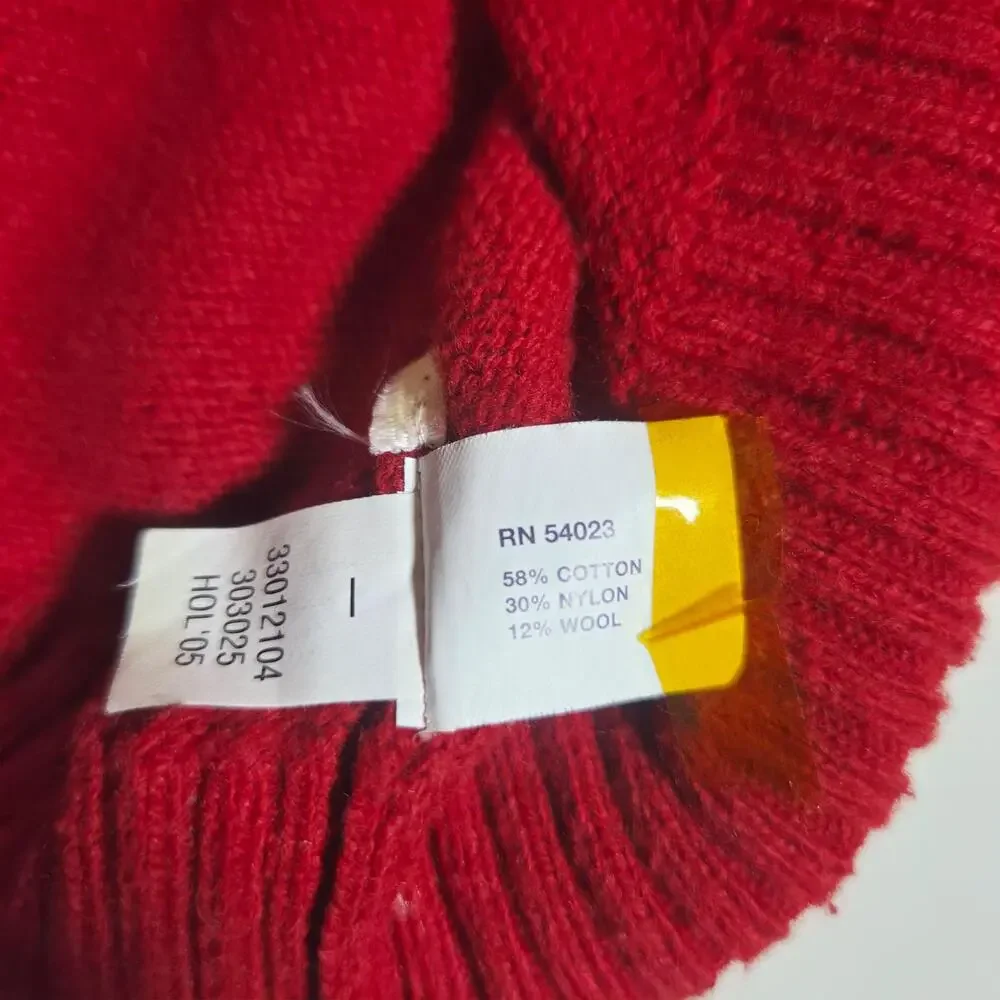 Vintage Gap Sweater Mens Large Red Crew Neck Knit Pullover Wool Blend Solid